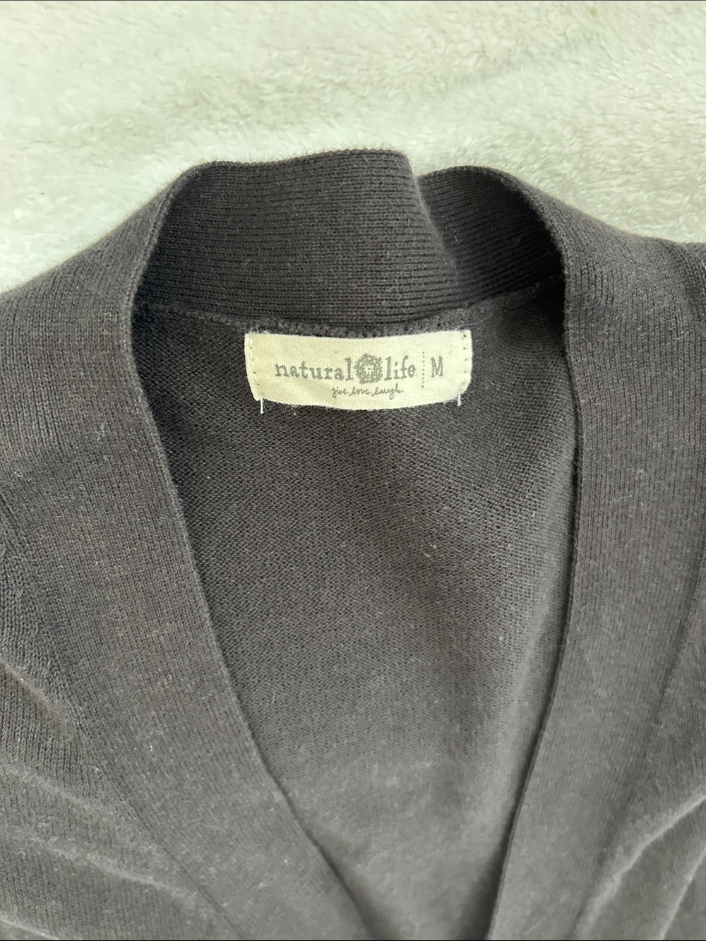 NATURAL LIFE Live Happy Cotton Black Cardigan with Rainbow Stripes - Picture 2 of 5